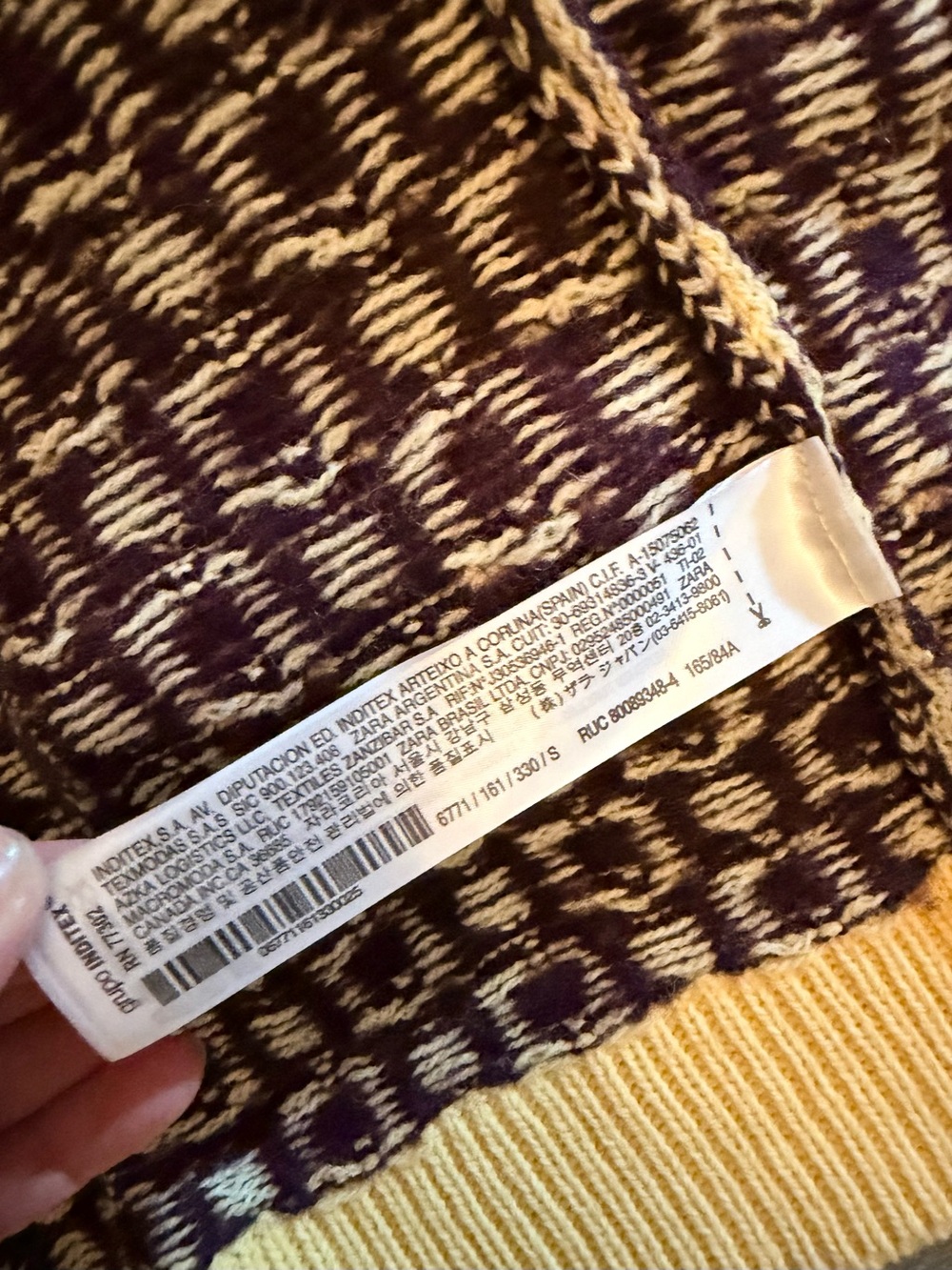 ZARA Yellow & Brown Geometric Knit Cardigan - Picture 10 of 14